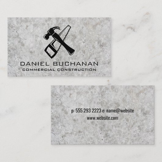 Zag en hamer | Betonnen achtergrond Visitekaartje (Voorkant / Achterkant)
