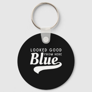 Zag er goed uit vanaf hier Blauw Zacht Game Day Gr Sleutelhanger