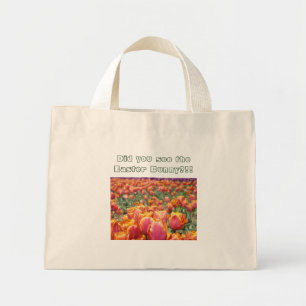 Zag je het Paas Konijn! Tulp Bloemen Totes Mini Tote Bag
