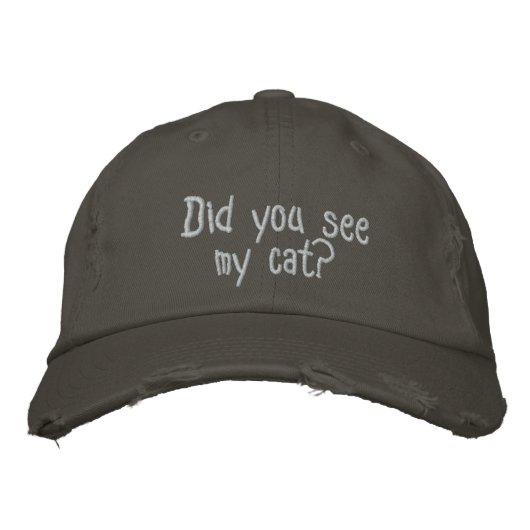 Zag je mijn kat? geborduurde pet (Voorkant)