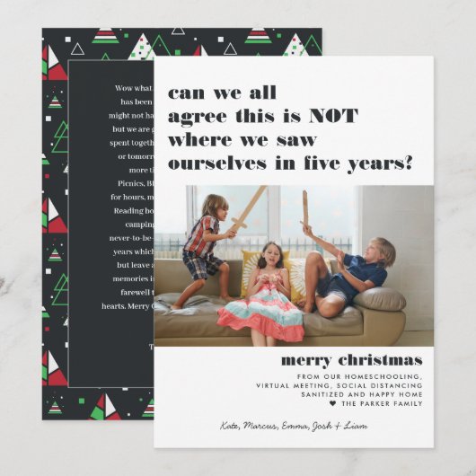 Zag ons in vijf jaar | Vrolijk kerstfeest Feestdagenkaart (Voorkant / Achterkant)