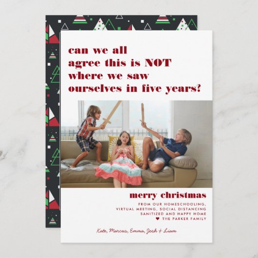 Zag ons in vijf jaar | Vrolijk kerstfeest Feestdagenkaart (Voorkant / Achterkant)