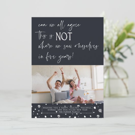 Zag ons in vijf jaar | Vrolijk kerstfeest Kaart (Staand voorkant)