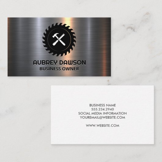 Zagen en gereedschap | Metaal Visitekaartje (Voorkant / Achterkant)