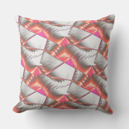 Zagen of zigzag van perziken tot roze over grijs w kussen