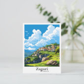 Zagori Griekenland Kunst Vintage Reizen Illustrati Briefkaart (Staand voorkant)