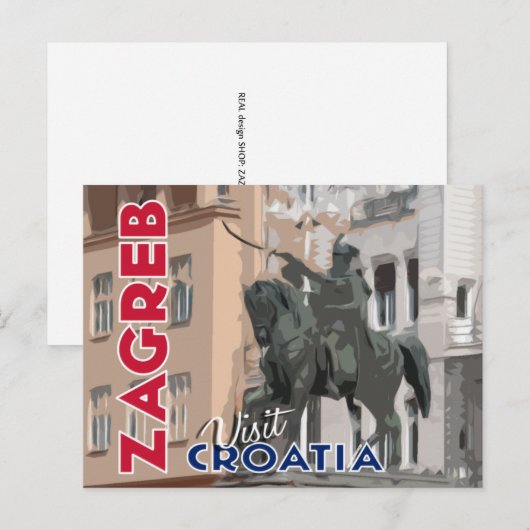 Zagreb, bezoek Kroatië Briefkaart (Voorkant / Achterkant)