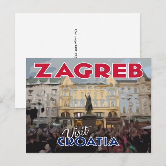 Zagreb, bezoek Kroatië Briefkaart (Voorkant / Achterkant)