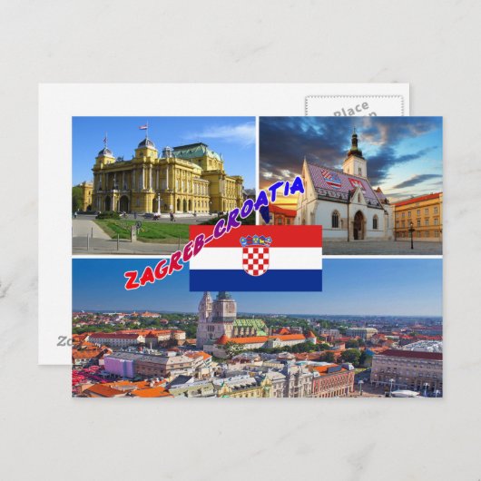Zagreb Kroatië Briefkaart (Voorkant / Achterkant)