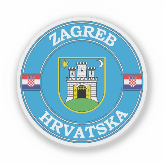 Zagreb Kroatië Cirkel Embleem Sticker (Voorkant)