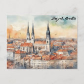 Zagreb Kroatië City Silhouette Waterverf Briefkaart (Voorkant)