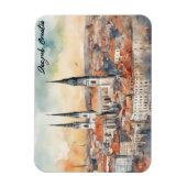 Zagreb Kroatië City Silhouette Waterverf Magneet (Verticaal)