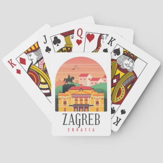 Zagreb Kroatië Cityscape Pokerkaarten (Achterkant)