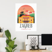 Zagreb Kroatië Cityscape  Poster (Thuiskantoor)