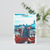 Zagreb Kroatië Cityscape Uitzicht Briefkaart (Staand voorkant)