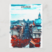 Zagreb Kroatië Cityscape Uitzicht Briefkaart (Voorkant)