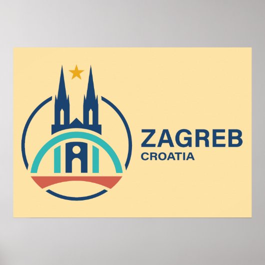 Zagreb Kroatië Europa Poster (Voorkant)
