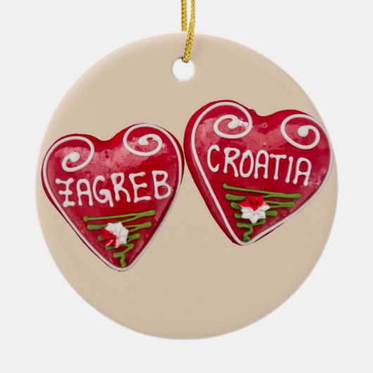 Zagreb, Kroatië: Heart-Shaped Licitar Keramisch Ornament (Voorkant)