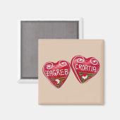 Zagreb, Kroatië: Heart-Shaped Licitar Magneet (Voorkant / Achterkant)