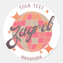 Zagreb Kroatië Hrvatska retro vakantie souvenir Ronde Sticker