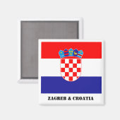 Zagreb & Kroatië, Kroatische vlag Magnet (Voorkant / Achterkant)