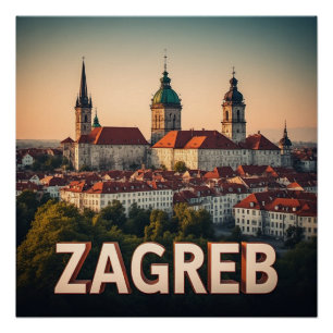 Zagreb Kroatië Oude Stad Geschiedenis Architectuur Perfect Poster