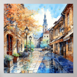 Zagreb Kroatië Reizen Waterverf Art Print