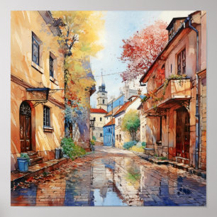 Zagreb Kroatië Reizen Waterverf Art Print