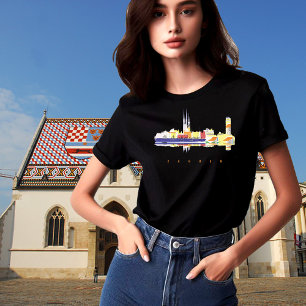 Zagreb Kroatië Silhouette Historisch Blauw Reis T- T-shirt