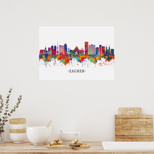 Zagreb Kroatië Skyline Poster (Keuken)