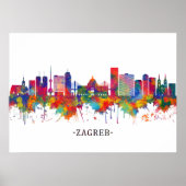 Zagreb Kroatië Skyline Poster (Voorkant)