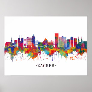 Zagreb Kroatië Skyline Poster