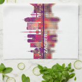 Zagreb Kroatië Skyline Theedoek (Gevouwen)