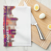 Zagreb Kroatië Skyline Theedoek (Quarter Fold)