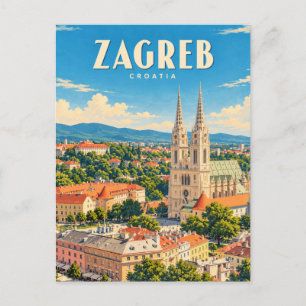 Zagreb Kroatië Vintage Reis Kunst Briefkaart