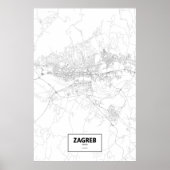 Zagreb, Kroatië (zwart op wit) Poster (Voorkant)