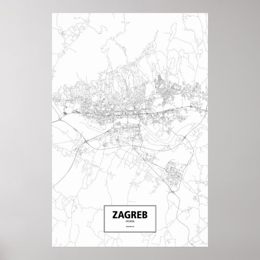 Zagreb, Kroatië (zwart op wit) Poster (Voorkant)