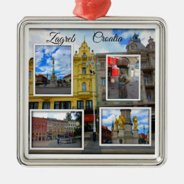 Zagreb Old Town Photo Collage Metalen Ornament