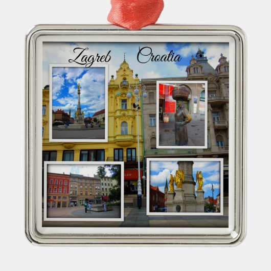 Zagreb Old Town Photo Collage Metalen Ornament (Voorkant)