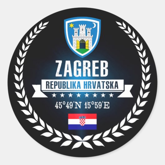 Zagreb Ronde Sticker (Voorkant)