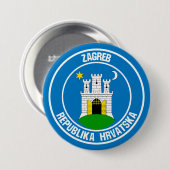 Zagreb Round Emblem Ronde Button 7,6 Cm (Voorkant /achterkant)