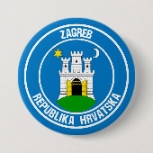 Zagreb Round Emblem Ronde Button 7,6 Cm (Voorkant)