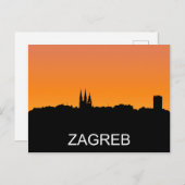 Zagreb silhouette, zomerzonsondertoon briefkaart (Voorkant / Achterkant)