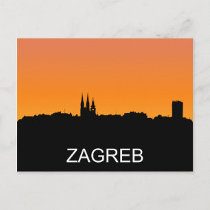 Zagreb silhouette, zomerzonsondertoon briefkaart