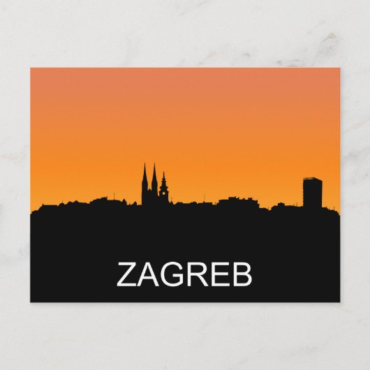 Zagreb silhouette, zomerzonsondertoon briefkaart (Voorkant)