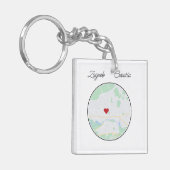 Zagreb Stadsplattegrond Hart Sleutelhanger (Voorkant Links)