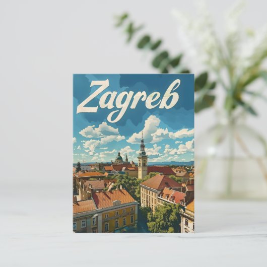 Zagreb Vintage reizen Briefkaart (Staand voorkant)