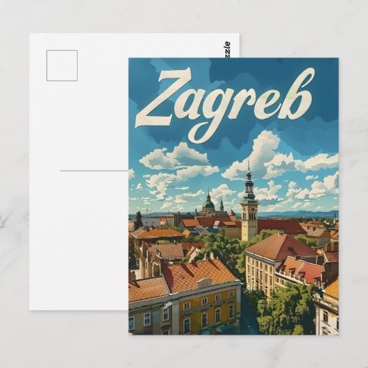 Zagreb Vintage reizen Briefkaart (Voorkant / Achterkant)