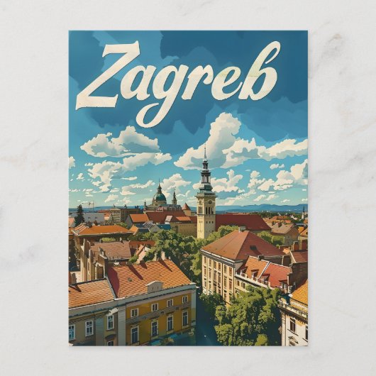 Zagreb Vintage reizen Briefkaart (Voorkant)