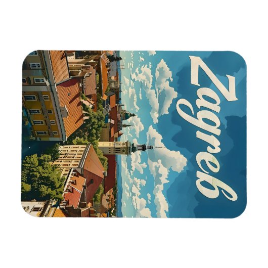 Zagreb Vintage reizen Magneet (Horizontaal)